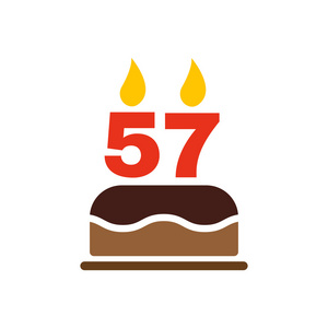 生日蛋糕蜡烛数 57 图标的形式.生日的符号.单位照片