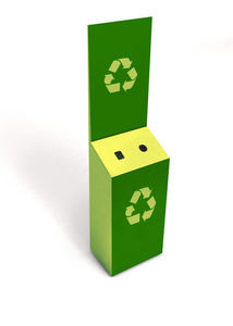 3d 模型的空绿色回收箱电池回收