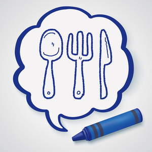 餐具的涂鸦图标元素