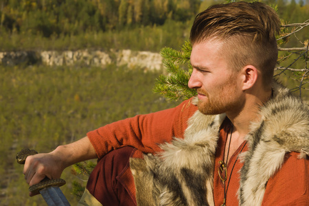 老胡子的勇士维京人.北欧的勇士照片