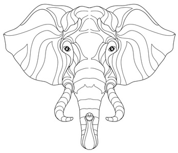 大象头嘟嘟在白色矢量剪影照片