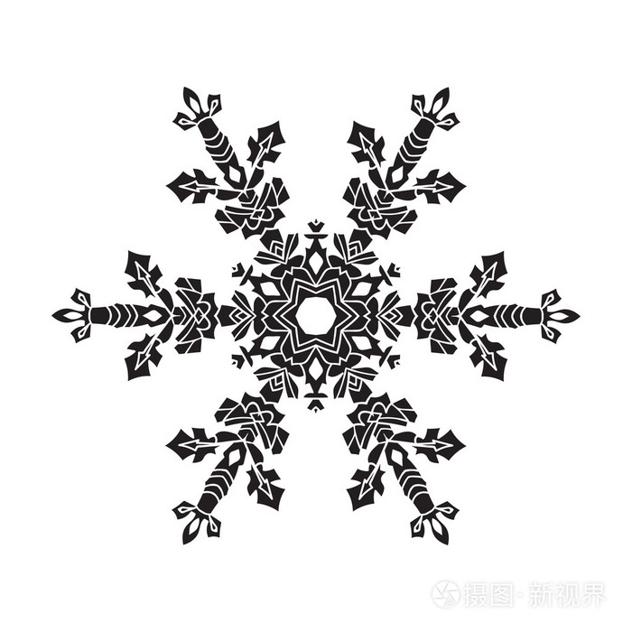 手绘逼真的剪影雪花. 黑色的白色背面插画-正版商用图片1kpuwt-摄图新
