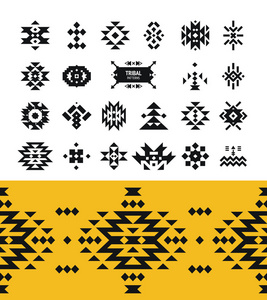矢量部落元素与时髦的标志，阿兹台克模式