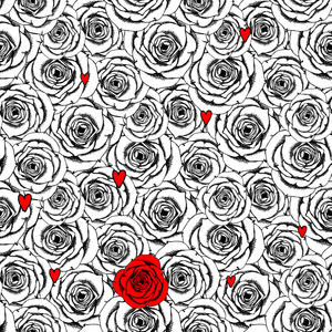 草绘玫瑰和心图片