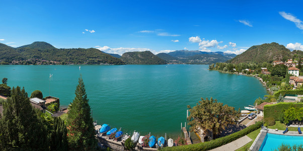 Lugano 湖的全景视图