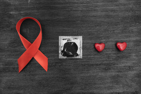 艾滋病丝带 避孕套和心