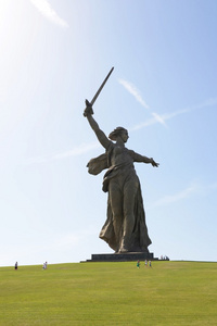 祖国的电话Mamaev 库尔干在伏尔加格勒的纪念碑