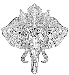 大象头嘟嘟在白色矢量剪影照片