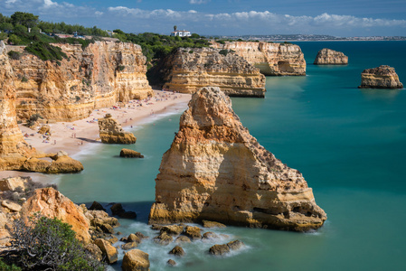 普拉亚 da Marinha，阿尔加维，葡萄牙