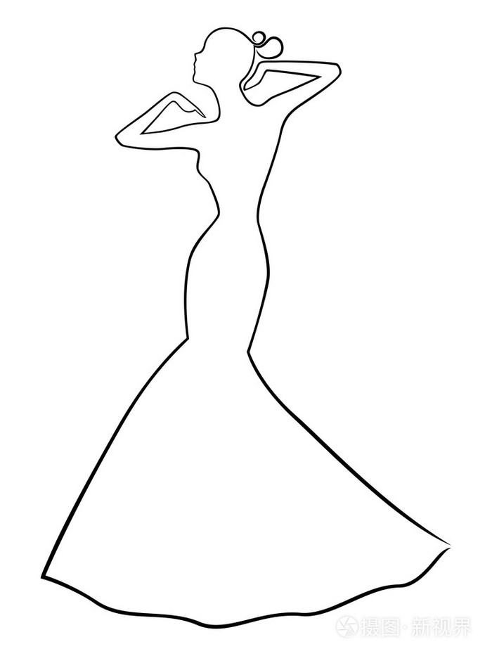 在长袍的抽象时尚的女人插画-正版商用图片1kqu5s-摄图新视界