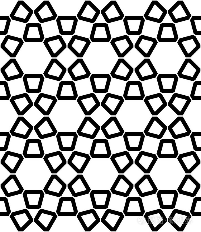 矢量现代无缝神圣几何图案六角,黑色和白色抽象几何背景,时尚的打印