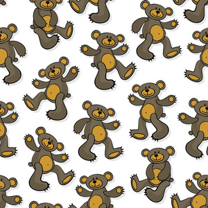 棕色玩具动物玩具熊杂乱装饰无缝图案