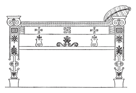 希腊床复古雕刻。