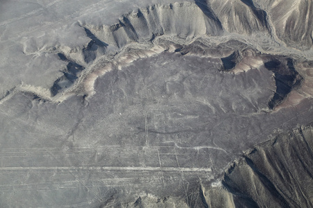 纳斯卡线条蜂鸟 geoglyph，秘鲁的鸟瞰图