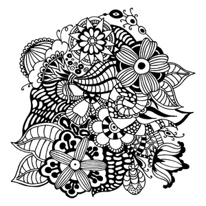 Zentangle 矢量花卉图案