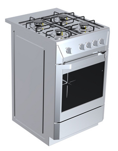 银色连体烤箱灶照片