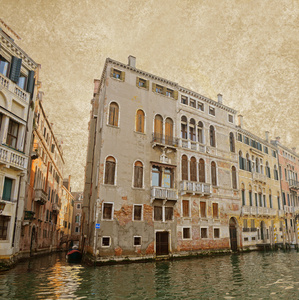 在旧的帆布背景，复古风格的威尼斯