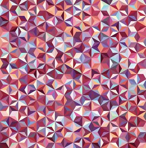 由小的紫色，棕色，蓝色，粉色三角形组成的抽象背景