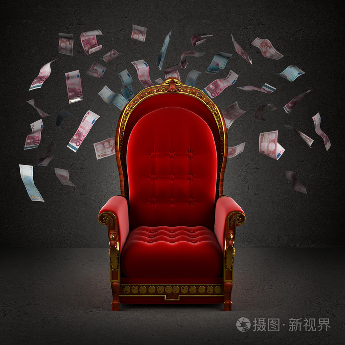 在下降的欧元纸币房王座