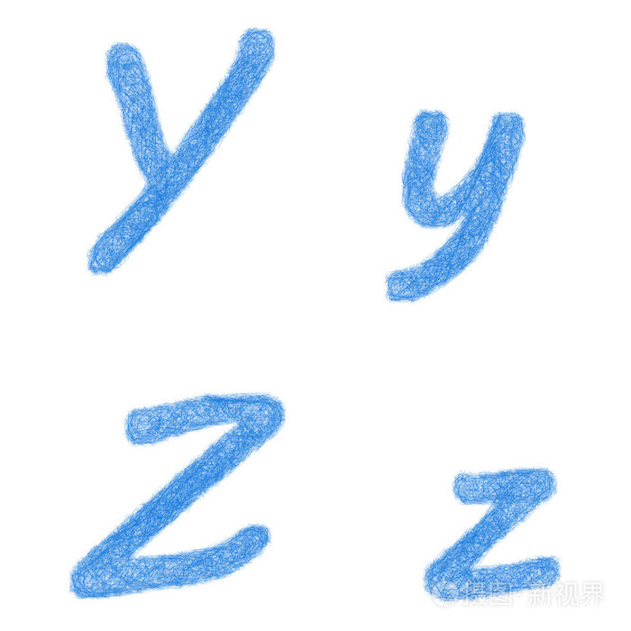 蓝草绘字体集字母yz