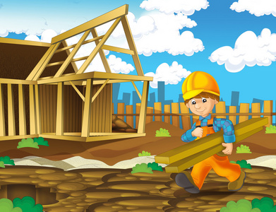 工地卡通图片-工地卡通素材-工地卡通插画-摄图新视界