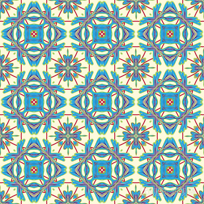 意大利传统装饰地中海无缝模式瓷砖设计矢量图