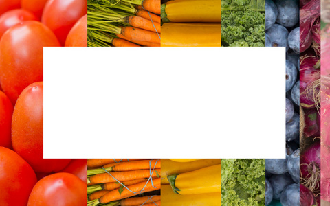 彩虹水果和蔬菜拼贴