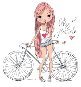 可爱的小女孩的自行车