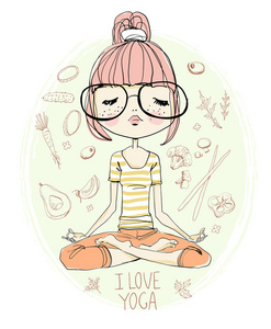 打坐的小女孩图片