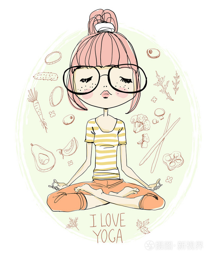 冥想的可爱的小女孩