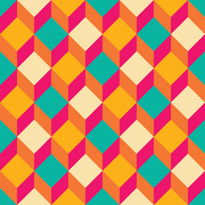 矢量现代无缝彩色几何方形图案,色彩抽象几何背景, 时尚多彩多姿的