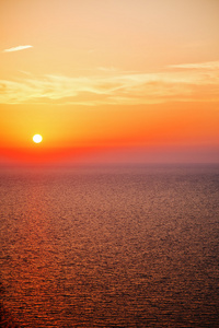 在圣托里尼希腊夕阳和天空地中海红海