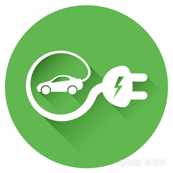 绿色圆形电动汽车标志