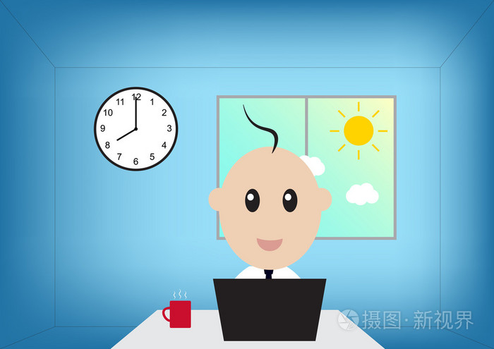 早上上班的快乐商人