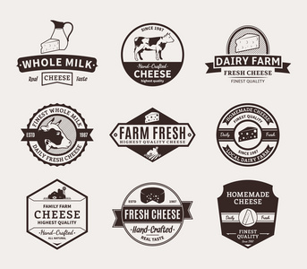 组向量奶酪标签 图标和设计元素