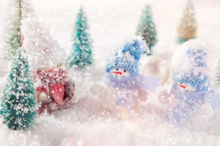 圣诞背景与雪人