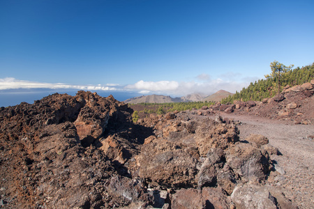 泰德特内里费岛穿得嫩黄嫩黄的火山景观