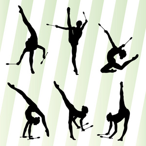 女性女人现代艺术体操艺术与印度俱乐部 ve
