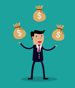 卡通明星商人杂耍三袋照片