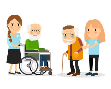 两个女孩, 补间.卡通风格, 在白色背景下隔离.