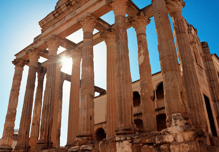 狄安娜罗马的狄安娜神庙在梅里达,西班牙摄影图