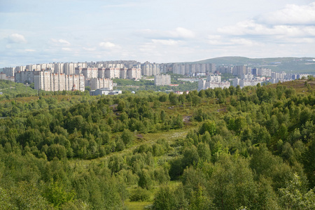 亩的城市居住小区的全景图片