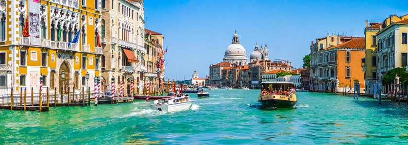 运河与大教堂 di 圣玛丽亚格兰德德致敬，威尼斯，意大利