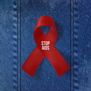 世界艾滋病日标志。现实的红丝带