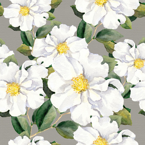 无缝的花卉壁纸与白花玉兰 牡丹。水彩
