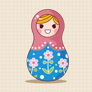 娃，俄罗斯传统的木制娃娃，矢量花纹，el 图标元素