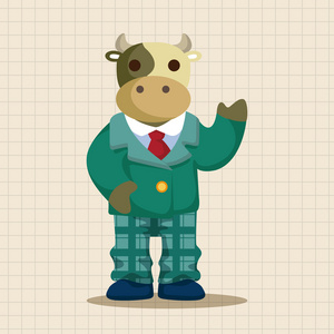 动物牛工人卡通主题元素图标元素