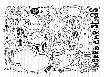 手工绘制的圣诞节人物和元素