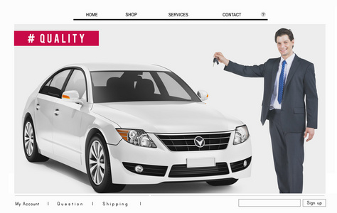 汽车网站主页布局广告概念图片