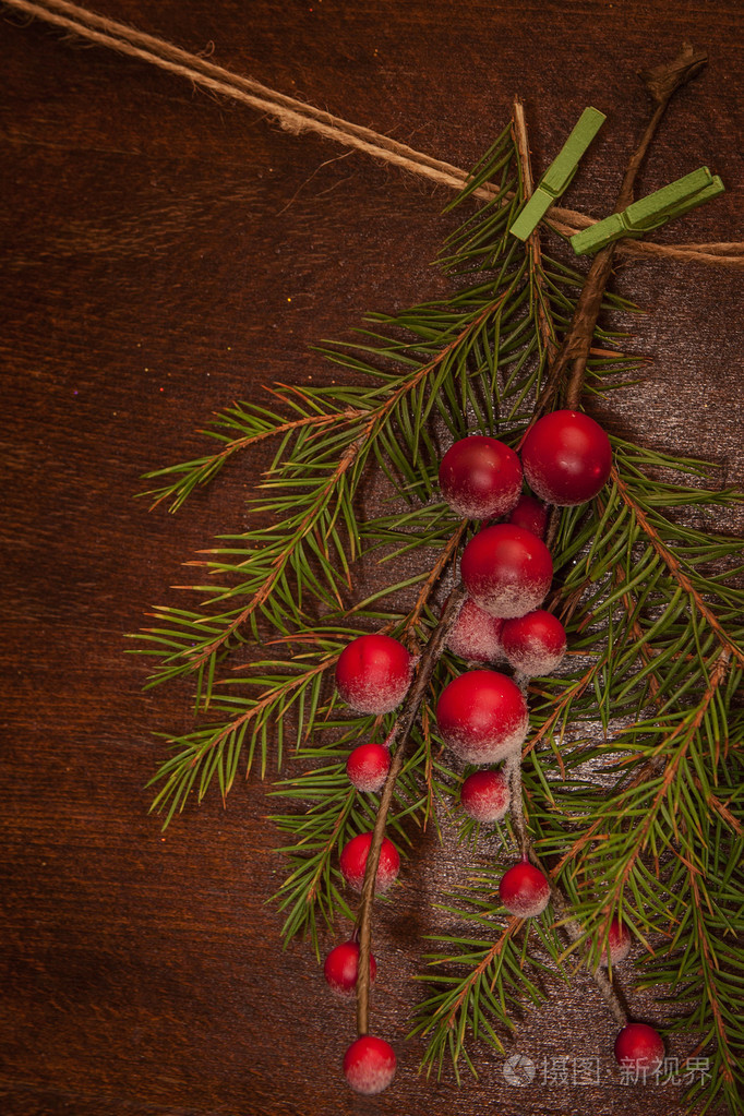 松枝与圣诞浆果